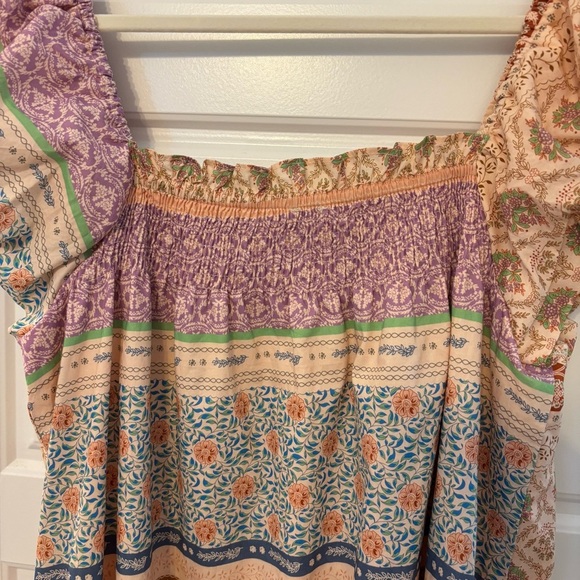 AUREUM Cottagecore Prarie Boho Floral Paisley Dress Size L Pockets Multicolor - Picture 10 of 11